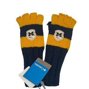 Michigan‎ Wolverines Women's M Knitted Fingerless Gloves Columbia Spirit Fingers